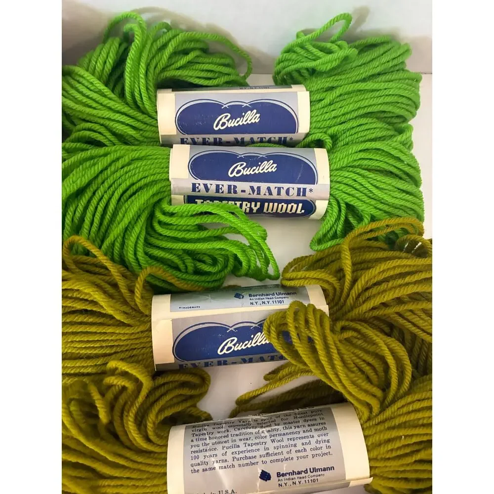 Vtg Bucilla Tapestry Wool Bundle of 14 NEW Skeins 100% Pure Virgin Wool